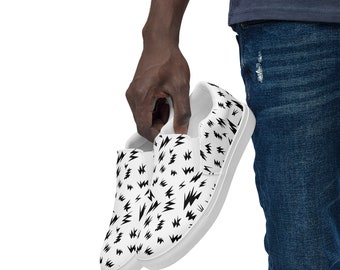 Modern sneakers with abstract print. Sneakers with geometric shapes. Urban style sneakers. Men's sneakers without laces.