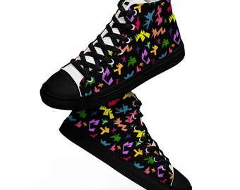 Funky Geometric High Top Sneakers for Men with Abstract Prints