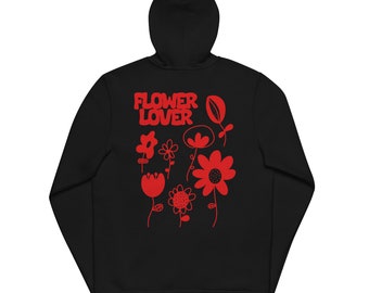 Unisex-Sweatshirt mit Reißverschluss und skurrilem Blumenmuster für Komfort