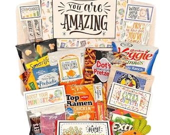 College Care Package for Students –  Energy Boost, Stress Relief, Motivational Gift with Personalization Option