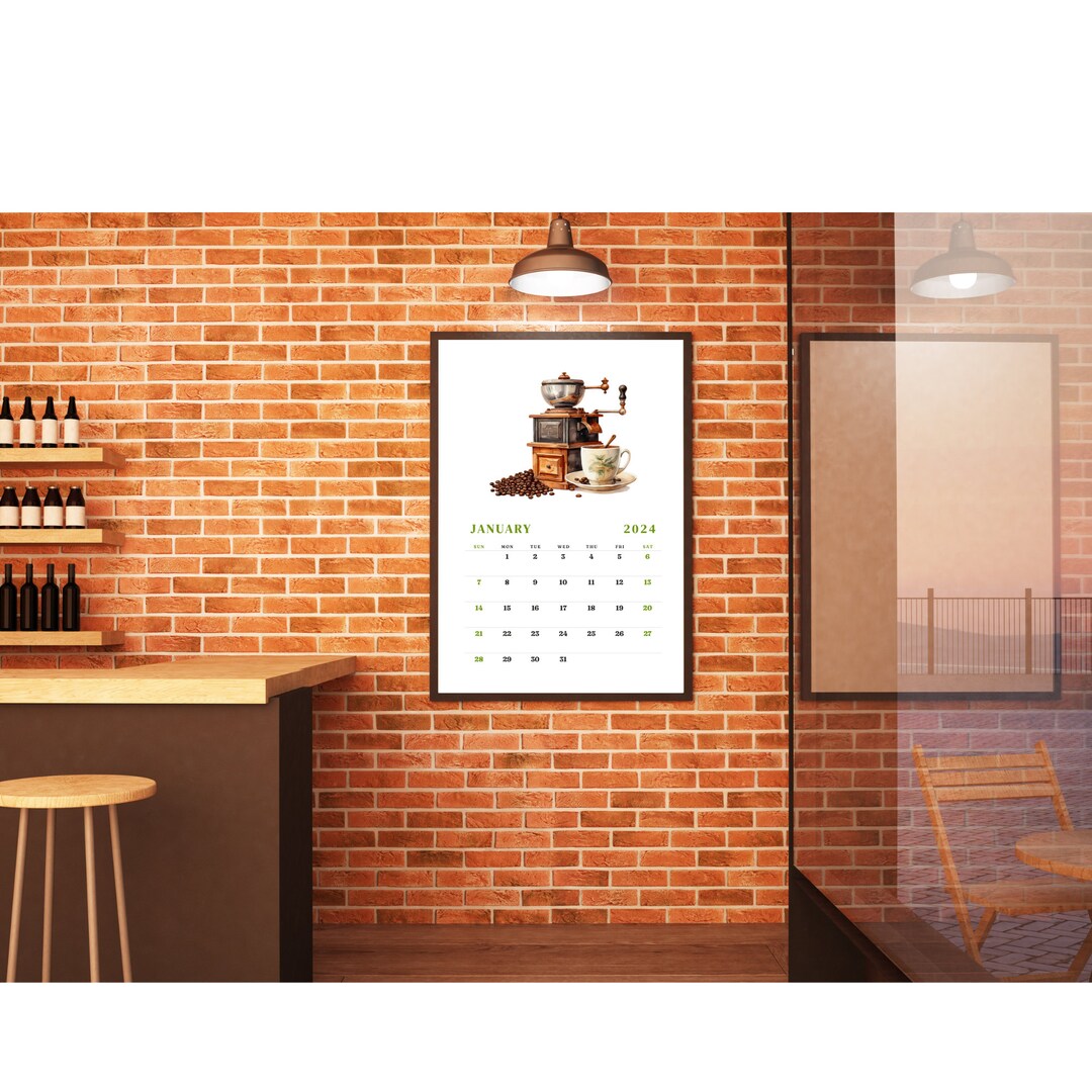 2024 Monthly Printable Wall Art Calendar 2024 Artsy Coffee Etsy