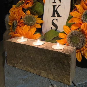 3 Light Barn Beam Candleholder Rustic Farmhouse Decor Tea Light Candle Holder Primitive Housewarming Gift for Him / Her