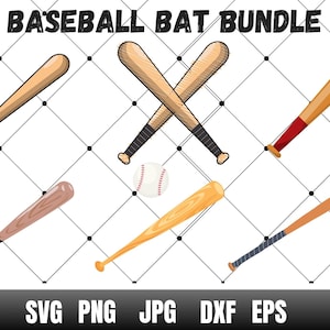Bate de béisbol SVG, Imágenes prediseñadas de bate de béisbol, Paquete de svg de béisbol, Svg deportivo, Cricut de béisbol, Vector de bate de béisbol, Silueta de bate de béisbol, Png