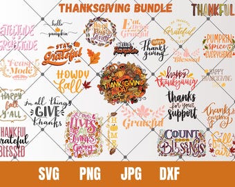 Thanksgiving SVG Bundle, Thanksgiving shirt svg,Thankful Svg, Give Thanks svg, Pumpkin fall svg,Be grateful svg,Svg files for cricut