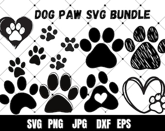 Dog Paw SVG, Animal Paw SVG, Dog Foot Print | svg, dxf, png, jpg, pdf, eps | Cricut, Silhouette, Vector, ClipArt | Instant Digital Download