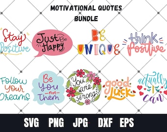 Pacchetto SVG di citazioni motivazionali, SVG ispiratrici, citazioni sulla vita, SVG sull'amor proprio, SVG positivo per design Cricut e Silhouette, design a sublimazione