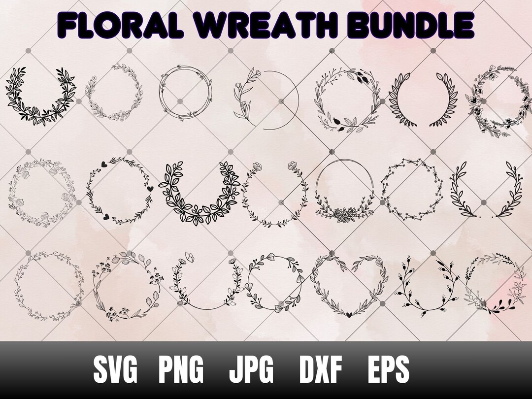 Floral Wreath SVG Bundle | Laurel, Heart, Circle Frames (digital ...