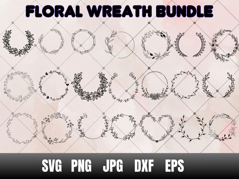 Floral Wreath SVG Bundle | Laurel, Heart, Circle Frames (digital ...