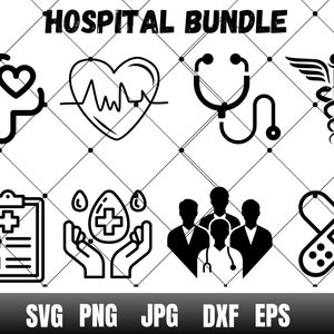 Medical Icons SVG Nurse Svg Bundle Doctor Svg Bundle Svg Cut Files Svg Files for Cricut Nurse Svg Health Care Svg Healthcare Worker Svg Png