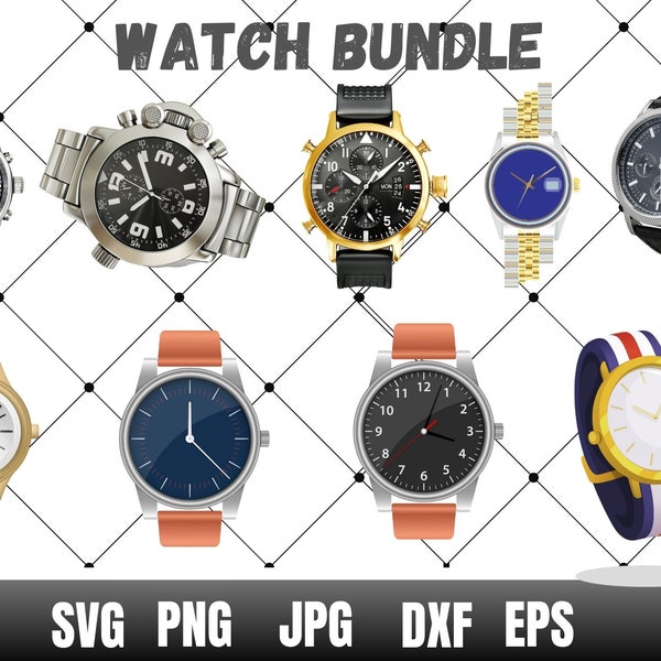 Wrist Watch SVG • Wristwatch Clip Art Cut File Silhouette dxf eps png jpg • Instant Digital Download