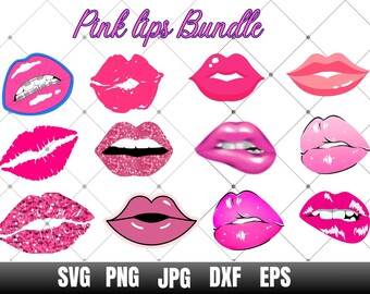 Pink Lips SVG Bundle | Kiss Cut Files for Cricut (Digital Download)