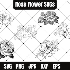 Rose SVG Bundle, Rose SVG, Flower Svg, Monogram Svg, Half Rose Svg, Cut File Cricut, Rose Clipart Png, Rose Silhouette
