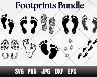 Footprint SVG Bundle, Shoe Print Clipart (Instant Download)