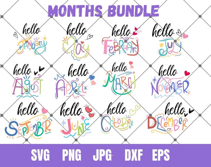 Months of the Year Svg, Calendar Months SVG, Months Svg, Planner Svg ...