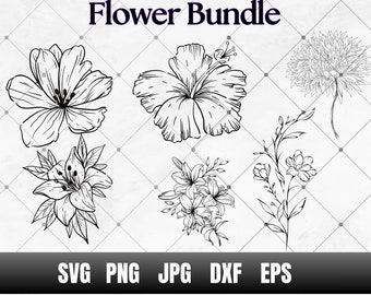 Wildflower SVG Bundle, Flowers and Leaves Cut Files (Digital Download)