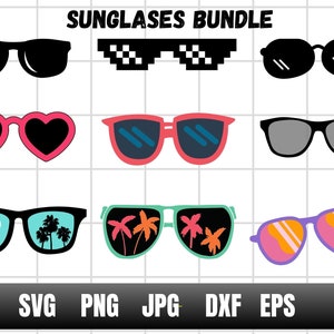 Sunglasses SVG Bundle, Summer SVG Files For Cricut, Heart Sunglasses SVG, Digital Download