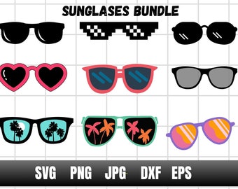 Sunglasses SVG Bundle, Summer SVG Files For Cricut, Heart Sunglasses SVG, Digital Download