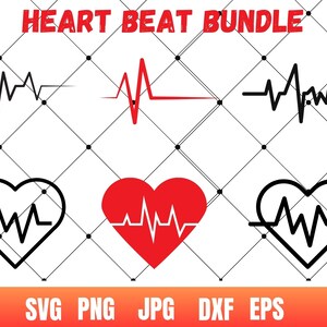 Heartbeat SVG bundel, Heart Beat SVG, Heartbeat clipart, gezondheidszorg, verpleegkundige SVG gesneden bestand snijden bestand stethoscoop gezondheid hart cardiogram EKG SVG