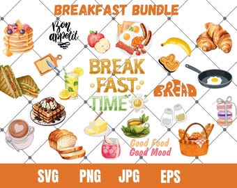 Breakfast SVG Bundle,breakfast clipart,breakfast png,brunch clipart,english breakfast,Coffee Tea Clipart, Printable Planner Graphics,Digital