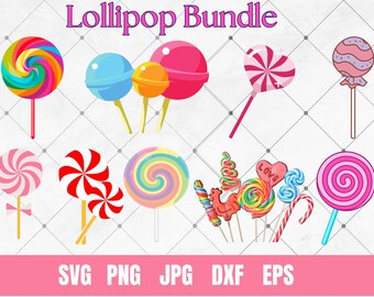 Candy SVG Bundle, Lollipop, Candy Cane (Instant Download)