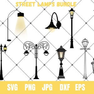Street Lamp Svg Bundle,Street Lamp Vector,Streetlight Svg,streetlamp clipart,Silhouette,Street Lamp monogram,Crafts invitation,scrapbooking