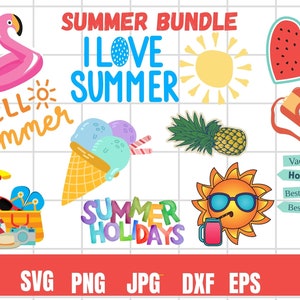 Summer love clipart, travel holidays clip art, tropical flamingo draw, surf beach vector printable, sunny van illustration. Commercial use.