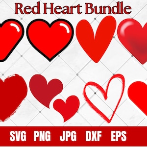 Red Heart SVG, Valentine&#39;s day svg, Red Hearts bundle, Love Svg, Heart svg, Instant Download , Lover Svg Bundle, Red Heart Png Bundle.