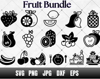 Fruits SVG, Apple, Lemon, Pineapple, Watermelon, Cricut Silhouette Files (Instant Download)