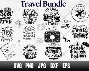 Travel SVG Bundle, Funny Vacation Clipart (Digital Download)