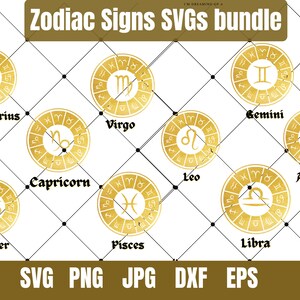 Zodiac Signs SVG Bundel, Horoscoop SVG Bundel, Hemelse Sterrenbeeld SVG, Zodiac Constellation Svg, Zodiac Signs Clipart Png, Horoscoop Cadeau