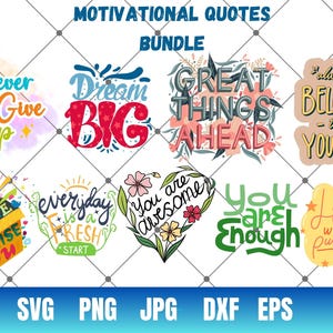 Motiverende citaten SVG-bundel, inspirerende SVG, levenscitaten, zelfliefde Svg positieve SVG voor Cricut & Silhouette-ontwerpen, sublimatieontwerpen