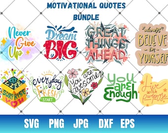 Pacchetto SVG di citazioni motivazionali, SVG ispiratrici, citazioni sulla vita, SVG di amor proprio SVG positivo per progetti Cricut e Silhouette, progetti di sublimazione
