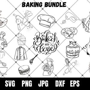 Baking SVG Bundle, baking clipart bundle, baker svg bundle, bakery svg bundle, baking utilities svg png bundle, Chef cap svg ,Appron svg