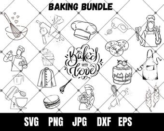 Backen SVG-Bundle, Backen Clipart Bündel, Bäcker Bundle, Bäckerei SVG-Bundle, Back Utensilien SVG Png Bundle, Kochmütze SVG, Schürze svg