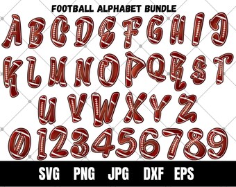 フットボール アルファベット SVG、フットボール文字、フットボール フォント SVG、フットボール 数字 SVG、スポーツ フォント SVG、アメリカン フットボール、バーシティ フォント、クリカット用フォント