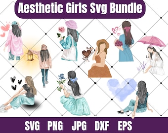 Aesthetic Girls Fashion SVG Bundle, Modern Printable Files (Digital Download)