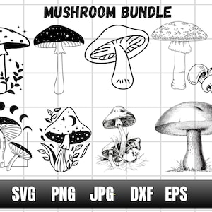 MUSHROOM SVG, Mushroom Bundle Svg, Mushroom Clipart, Mushroom Cut Files For Cricut, Cute Cartoon Mushroom Svg