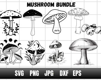 MUSHROOM SVG, Mushroom Bundle Svg, Mushroom Clipart, Mushroom Cut Files For Cricut, Cute Cartoon Mushroom Svg