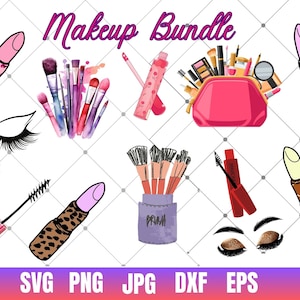 Makeup Svg Bundle, Makeup Clipart, Eyelashes Svg, Lips Svg, Eyeshadow Svg, Lipstick Svg, Makeup Brush Svg, Mascara Svg, Eyebrows Svg