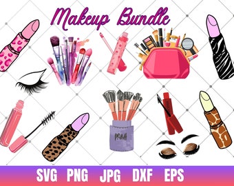 Makeup Svg Bundle, Makeup Clipart, Eyelashes Svg, Lips Svg, Eyeshadow Svg, Lipstick Svg, Makeup Brush Svg, Mascara Svg, Eyebrows Svg