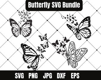 Butterfly SVG Bundle, Silhouette Vector Graphics (Digital Download)