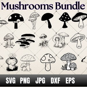 MUSHROOM SVG, Mushroom Bundle Svg, Mushroom Clipart, Mushroom Cut Files For Cricut, Cute Cartoon Mushroom Svg