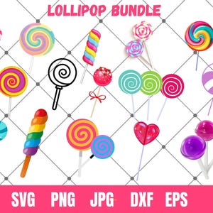 Candy Svg Bundle,,Lollipop Vector, Swirl Lolly, Candy Party Svg, Candy Svg,Sweets Svg, Candy Cane Svg, Lollipop Cut File, Instant Download