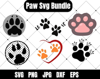 Dog Paw Prints SVG Bundle, Animal Paw Cut Files (Digital Download)