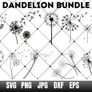 Dandelion Svg Bundle, Dandelion Svg, Dandelion Png, Clipart, Just Breathe Svg, Dandelion Blowing Svg, Dxf, Cut files for Cricut, Silhouette