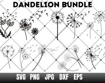 Dandelion SVG Bundle, Blowing Flower Clipart (Digital Download)