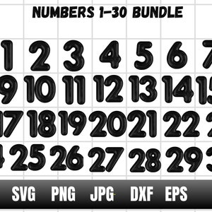 Numbers 1 to 30 svg, Numbers clipart, Numbers sticker, Number silhouette