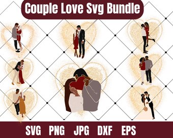 Couple Silhouette SVG Bundle, Love Clipart (Digital Download)