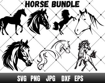 Horse Silhouette SVG Bundle | Horse Head Vector Cut Files (Digital Download)
