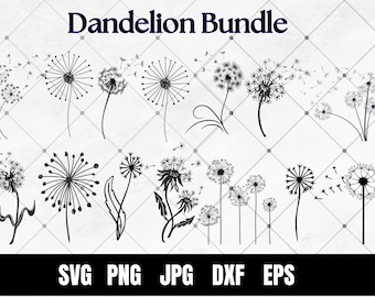 Dandelion SVG Bundle, Blowing Flower Cut Files (Digital Download)